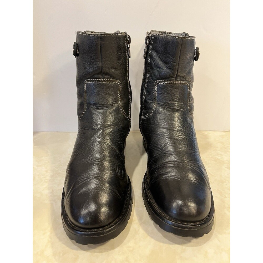 Harley Davidson Black 84353 Side Zip Back Tie Motorcycle Moto Biker Boot Sz 8